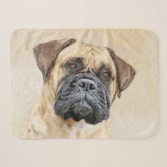 Bullmastiff Painting - Cute Original Dog Art Sherpa Blanket (Front (Horizontal))
