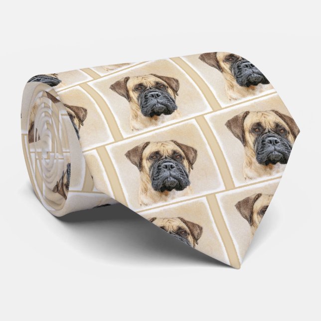 Bullmastiff Painting - Cute Original Dog Art Tie (Rolled)