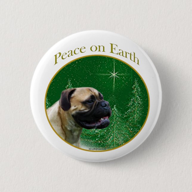 Bullmastiff Peace 2 Inch Round Button (Front)