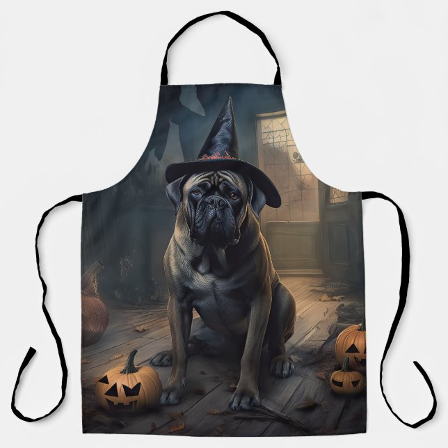 Bullmastiff Pumpkins Halloween Scary  Apron (Front)