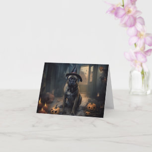 Bullmastiff Pumpkins Halloween Scary  Card