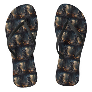 Bullmastiff Pumpkins Halloween Scary Flip Flops