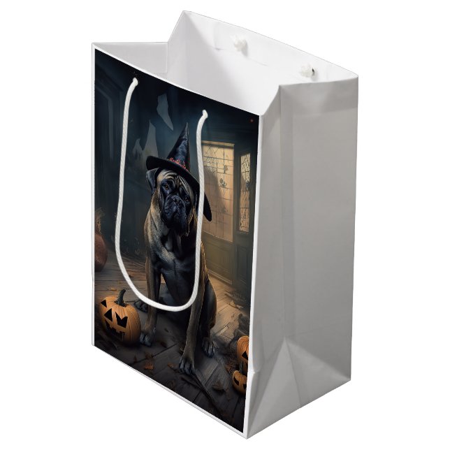Bullmastiff Pumpkins Halloween Scary  Medium Gift Bag (Front Angled)