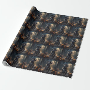 Bullmastiff Pumpkins Halloween Scary  Wrapping Paper