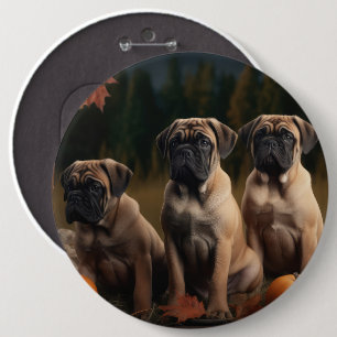 Bullmastiff  Puppy Autumn Delight Pumpkin 6 Inch Round Button