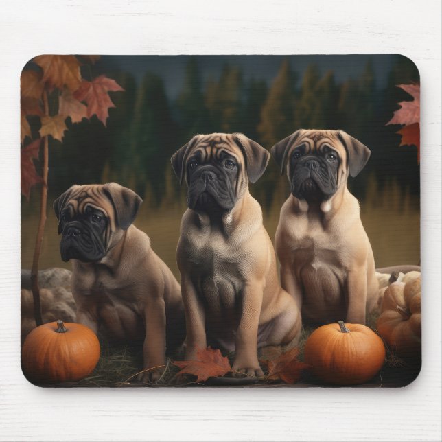 Bullmastiff  Puppy Autumn Delight Pumpkin Mouse Pad (Front)