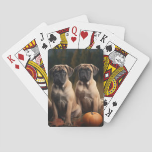 Bullmastiff  Puppy Autumn Delight Pumpkin Playing Cards
