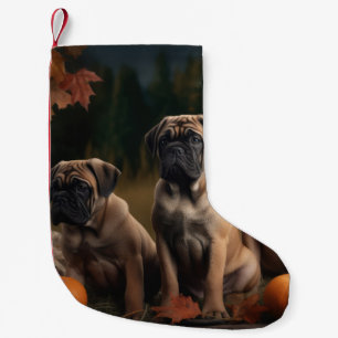 Bullmastiff  Puppy Autumn Delight Pumpkin Small Christmas Stocking