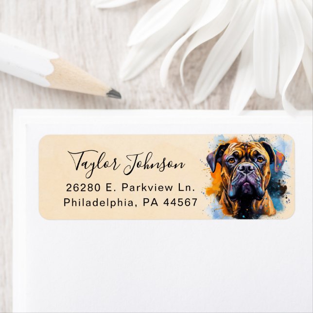Bullmastiff Return Address Label (Insitu)