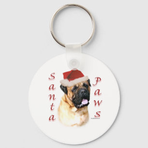 Bullmastiff Santa Paws Keychain