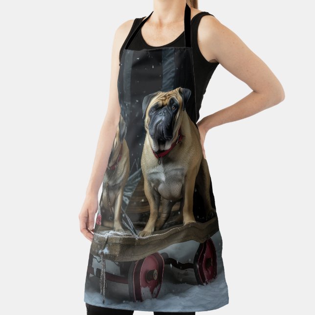 Bullmastiff Snowy Sleigh Christmas Decor  Apron (Insitu)