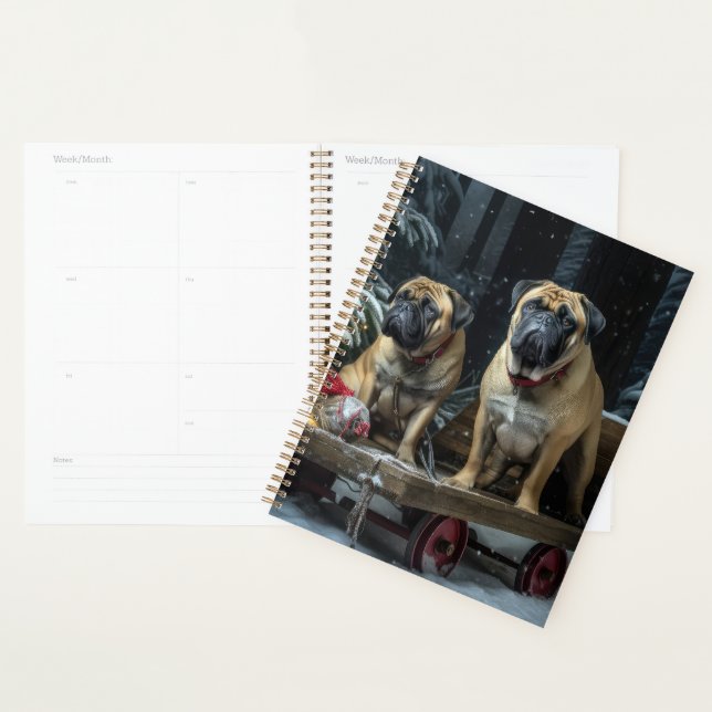 Bullmastiff Snowy Sleigh Christmas Decor  Planner (Display)