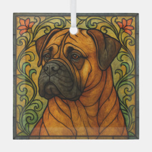 Bullmastiff "Stained Glass"  Glass Ornament