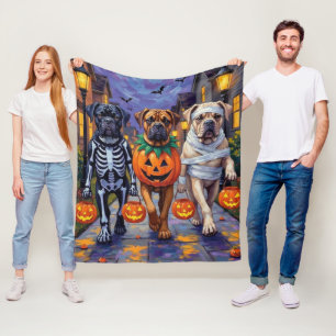 Bullmastiff Trick-or-Treating Halloween Costumes Fleece Blanket