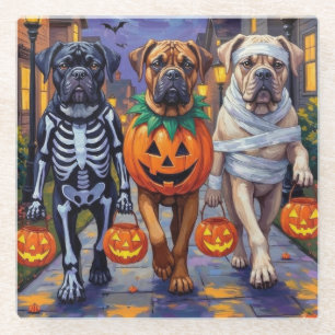 Bullmastiff Trick-or-Treating Halloween Costumes Glass Coaster