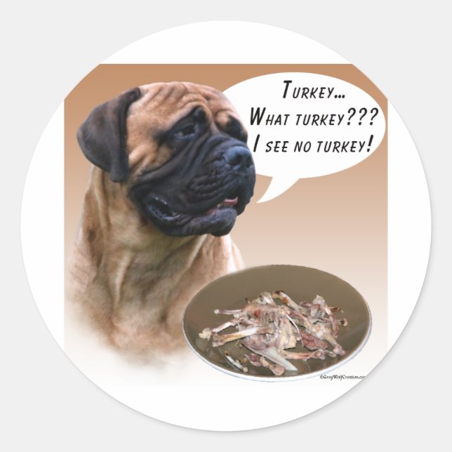 Bullmastiff Turkey Classic Round Sticker (Front)