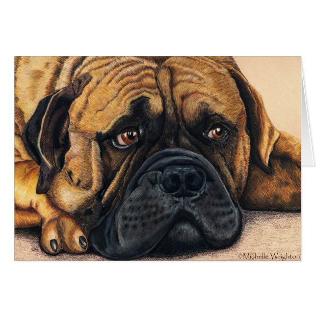 Bullmastiff Waiting - Art de race de chien (Devant horizontal)
