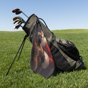 Bullmastiff With Santa Claus Festive Christmas  Golf Towel