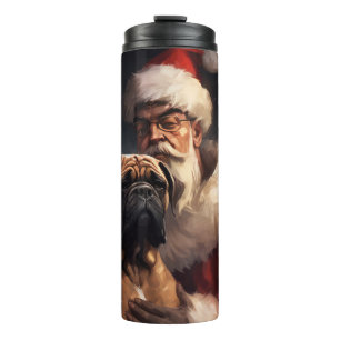 Bullmastiff With Santa Claus Festive Christmas  Thermal Tumbler