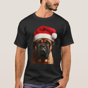 Bullmastiff With Santa Hat Christmas Dog Owner Lov T-Shirt