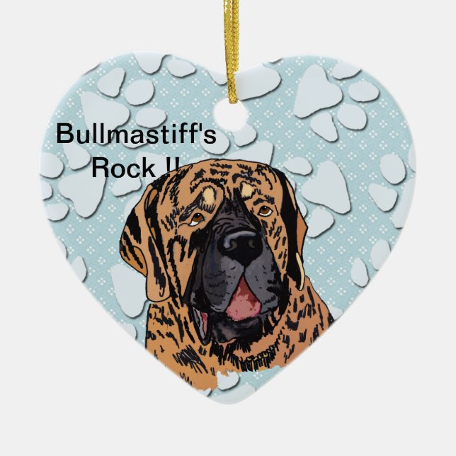 Bullmastiff's Rock !! - Brindle Face Ceramic Ornament (Front)