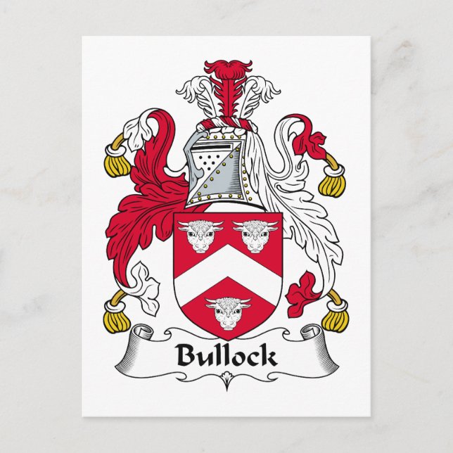 Bullock Family Crest Postcard (Front)