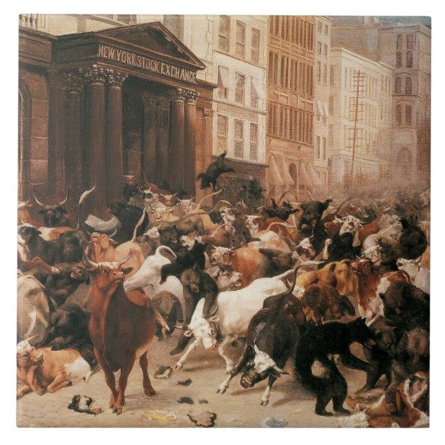Bulls and Bears in the Stock Market (W.H. Beard) Tile (Front)