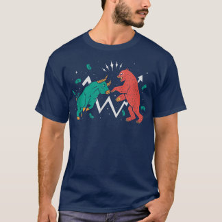 Bulls Bears Stock Market Casual Graphic  T-Shirt