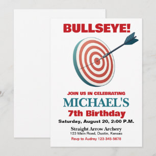 Bullseye Archery Birthday Party Invitation
