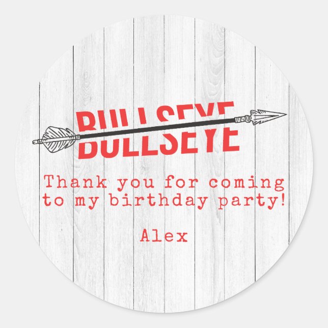 Bullseye Bow Arrow Archery Sport Birthday Thanks Classic Round Sticker (Front)