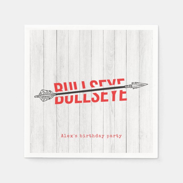Bullseye Bow & Arrow Archery Tween Birthday Party Napkin (Front)