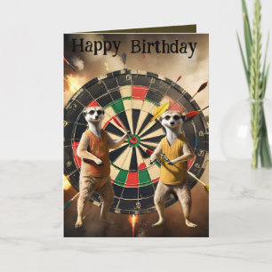 Bullseye Burrow: Meerkat Dart Players, Birthday  Card