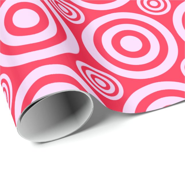 Bullseye-Gift Wrap-Pink-White Wrapping Paper (Roll Corner)