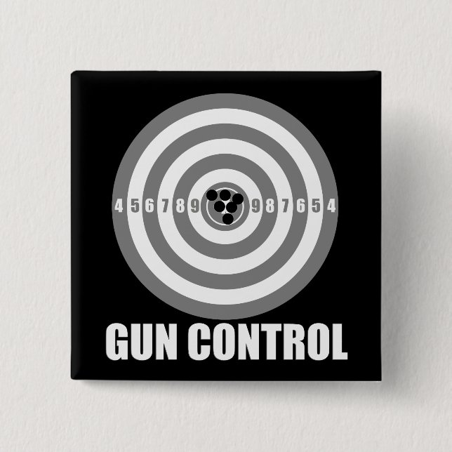 bullseye gun control 2 inch square button (Front)