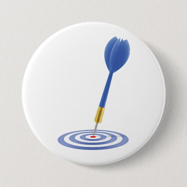 Bullseye Hit Blue Dart on Target 3 Inch Round Button (Front)