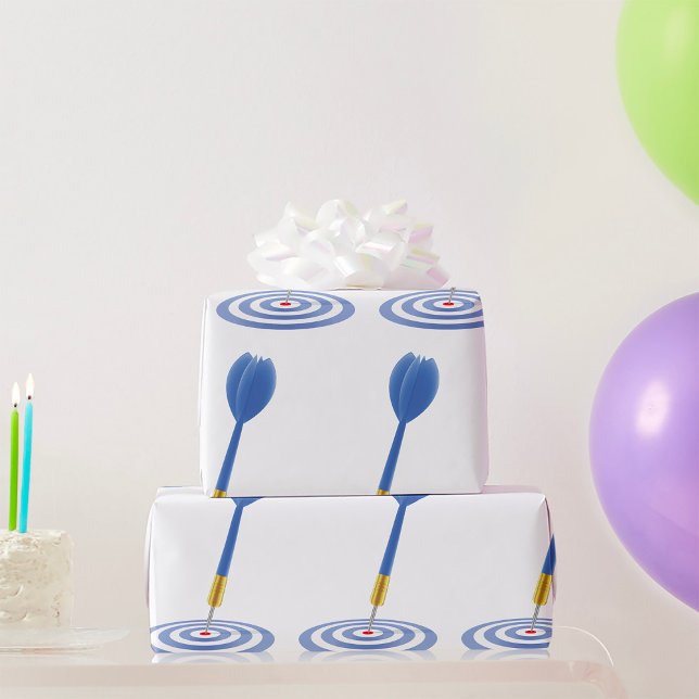 Bullseye Hit Blue Dart on Target Wrapping Paper (Creator Uploaded)