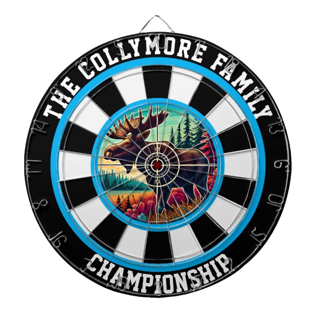 Bullseye Moose in Forest Art" Dartboard (Front)
