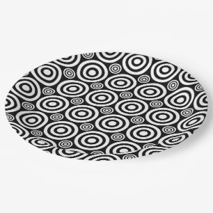 Bullseye-PAPER PLATES-Black-White Paper Plate