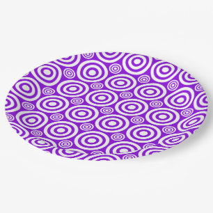 Bullseye-PAPER PLATES-Purple-White Paper Plate