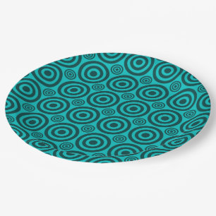 Bullseye-PAPER PLATES-Two Toned Teal Paper Plate
