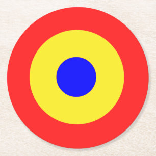 Bullseye Target Primary Colours Round Paper Coaster