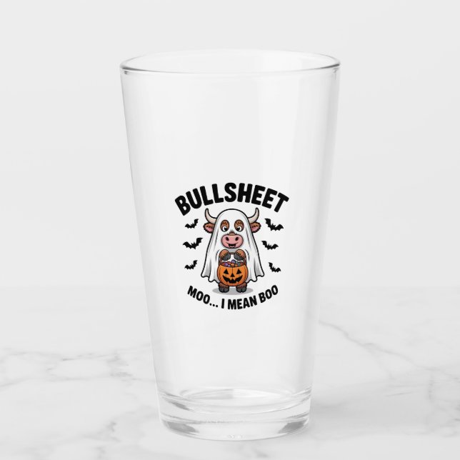 BULLSHEET Halloween Cute Cow in Ghost Glass (Front)