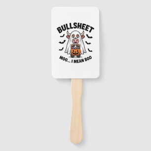 BULLSHEET Halloween Cute Cow in Ghost Hand Fan