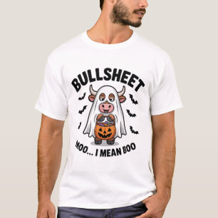 BULLSHEET Halloween Cute Cow in Ghost T-Shirt