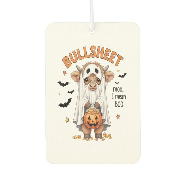 Bullsheet Highland Cow Funny Ghost Air Freshener (Front)