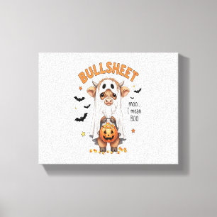 Bullsheet Highland Cow Funny Ghost Canvas Print