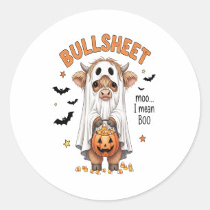 Bullsheet Highland Cow Funny Ghost Classic Round Sticker