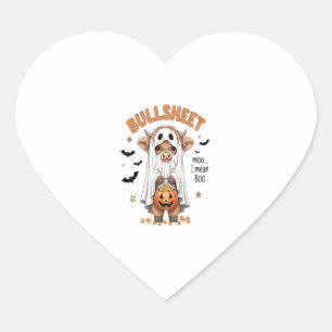 Bullsheet Highland Cow Funny Ghost Heart Sticker