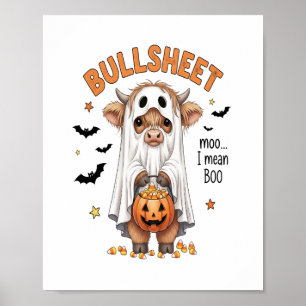 Bullsheet Highland Cow Funny Ghost Poster