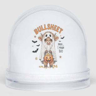 Bullsheet Highland Cow Funny Ghost Snowglobe